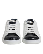 Dolce & Gabbana White Black Leather Portofino Sneaker Shoes